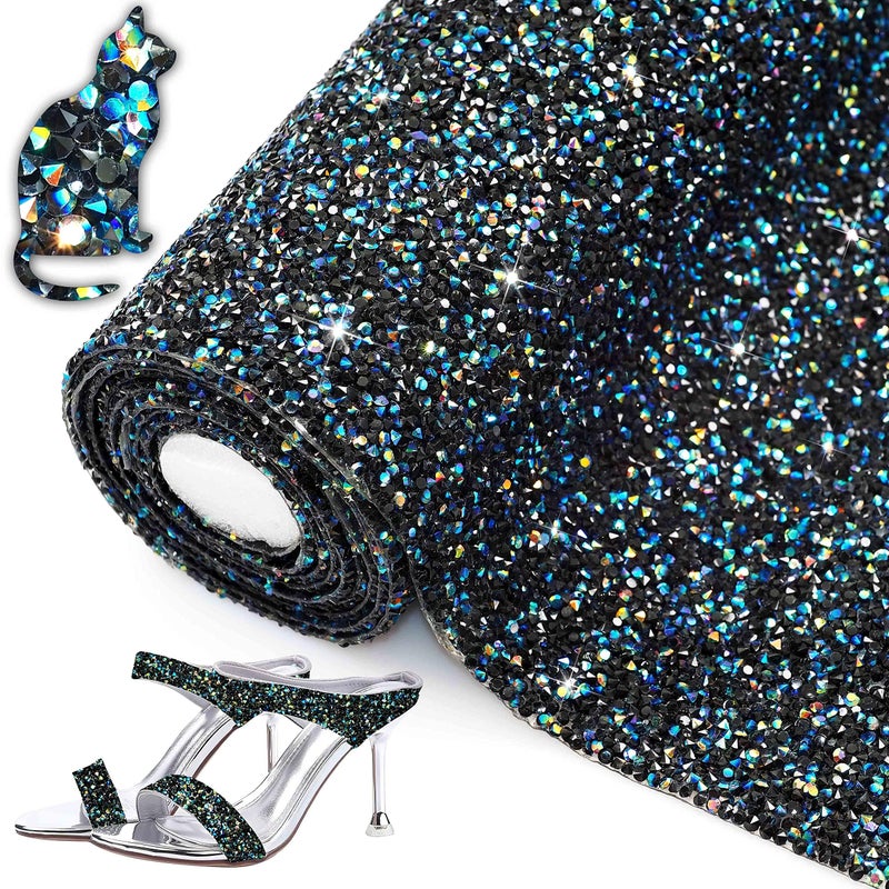 Locacrystal Bling Resin Rhinestone Sticker Black AB 94x63 HighDensity SelfAdhesive Hotfix Glitter Crystal Gem Sheet Car  Crafts Decoration