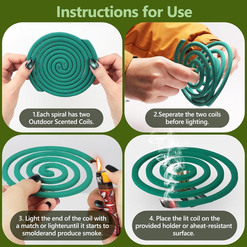 USKICH Mosquito Repellent Coils -Mosquito Repellent Outdoor Patio Fresh Scent,Use Reaches Up to 10 feet, Each Mosquito Coils Burns for 5-7 Hours (Contains 40 coils & 4 Stands) - Image 5