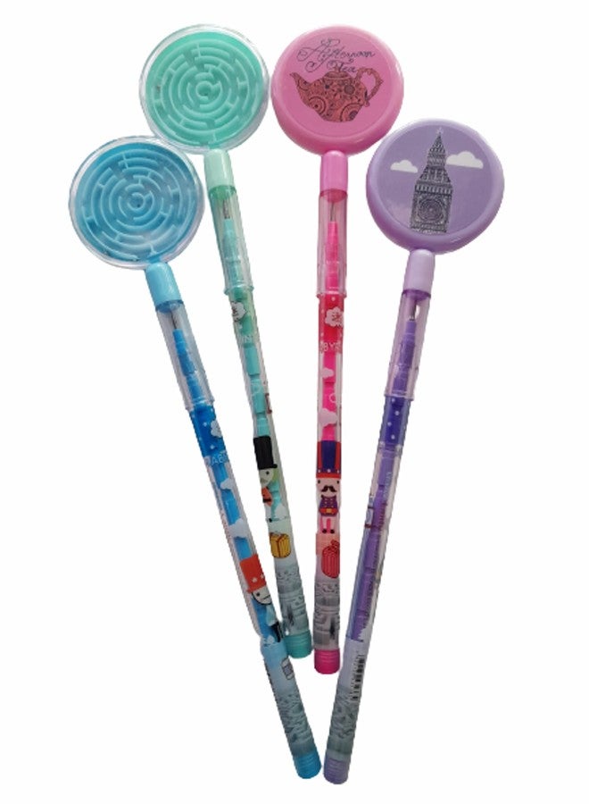 KCR Non Sharpening Pin to Pen Fancy Pencils with Puzzle for School Kids (Set of 4) - Image 2