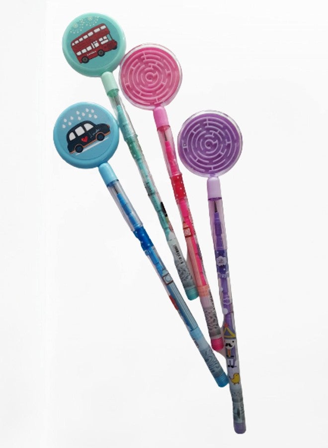 KCR Non Sharpening Pin to Pen Fancy Pencils with Puzzle for School Kids (Set of 4) - Image 1