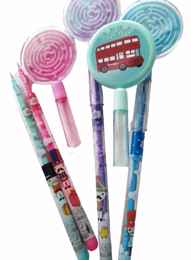 KCR Non Sharpening Pin to Pen Fancy Pencils with Puzzle for School Kids (Set of 4) - Image 3