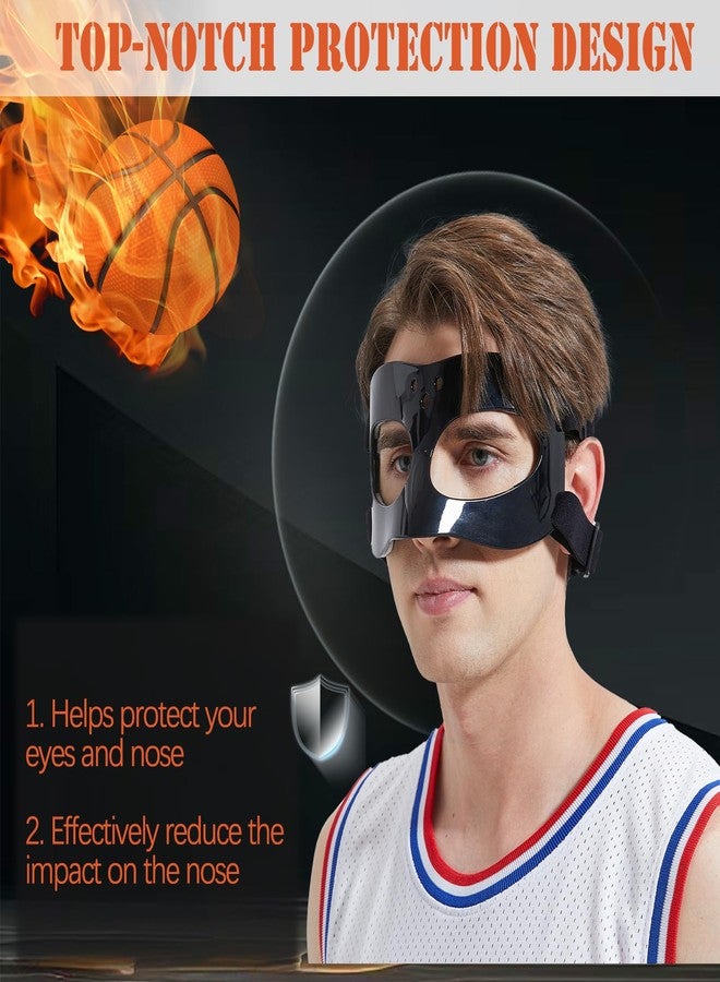 LENASETH Nose Guard for Broken Nose Baseball Softball Basketball Face Mask Adjustable Face Shield Masks with Padding Nose Guard Protects Nose and Eye from Injury for Men and Women Black - Image 2
