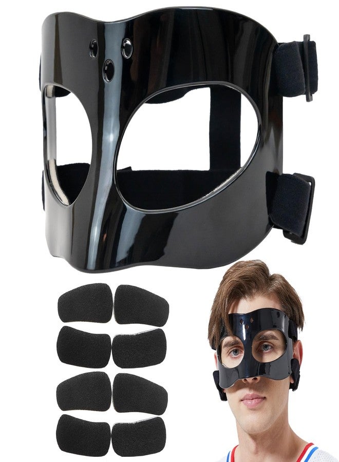 LENASETH Nose Guard for Broken Nose Baseball Softball Basketball Face Mask Adjustable Face Shield Masks with Padding Nose Guard Protects Nose and Eye from Injury for Men and Women Black - Image 1
