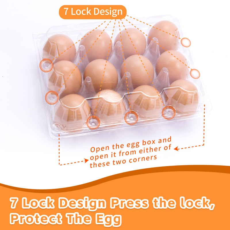 DecarDamai 100 Pack 3x4 Plastic Egg Cartons Cheap Bulk 12 Count Clear, Reusable & Sturdy Design Eggs Carton Bulk Perfect for Family, Farm, Markets, Display (Egg Storage Containers) - Image 5