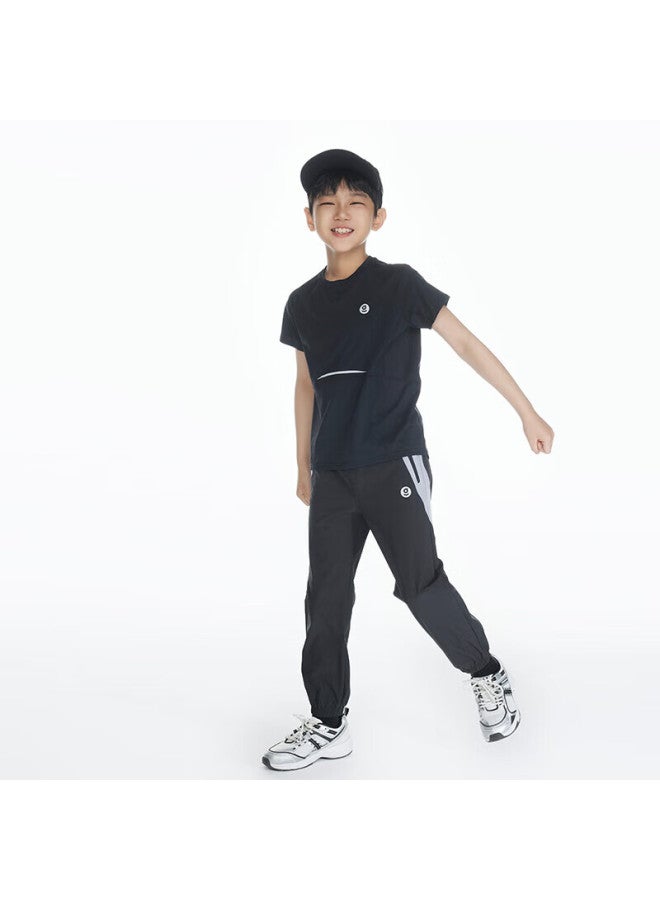 Onmygame Boys' T-shirt, Summer Round Neck Top, Children's Short-sleeve Cool-feeling Sportswear, Dark Night Black, 160cm - Image 4