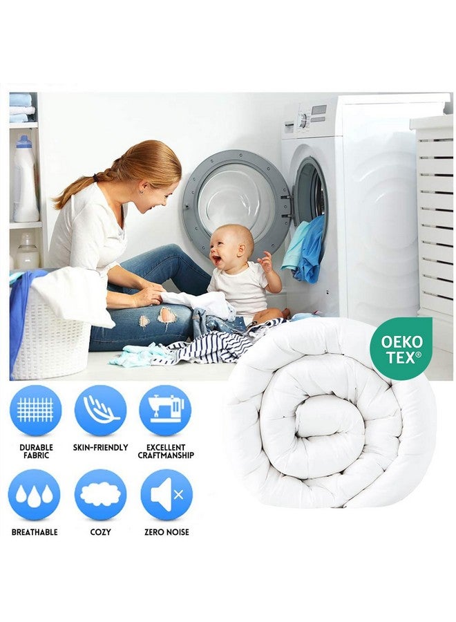 EASELAND All Season Twin/Twin XL Size Soft Quilted Down Alternative Comforter Reversible Duvet Insert with Corner Tabs,Winter Summer Warm Fluffy,White,64x88 inches - Image 2