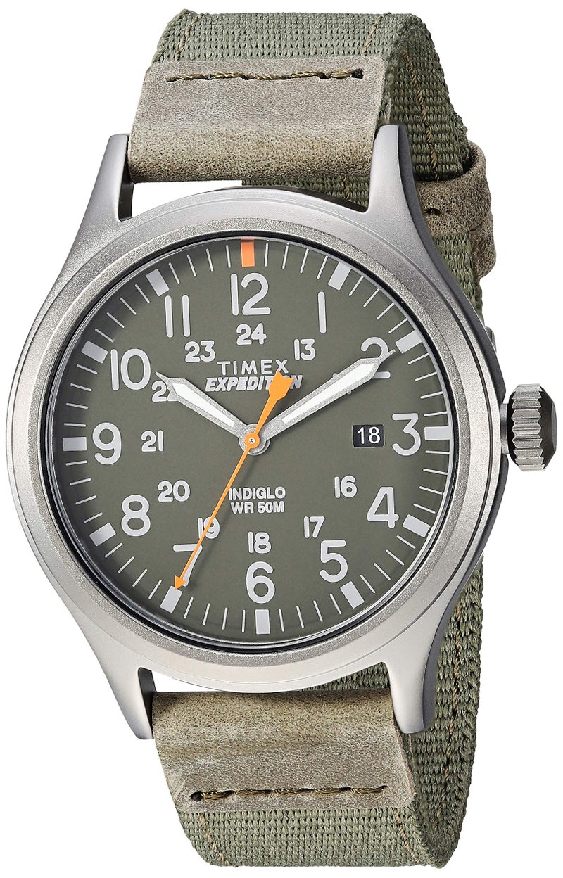 Timex Men's Expedition Scout 40mm Watch â€“ Gray Case Green Dial with Green Fabric Strap - Image 1