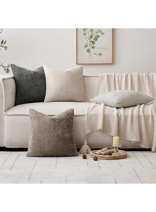 MIULEE MIULEE Pack of 4 Couch Throw Pillow Covers 18x18 Inch Neutral Soft Decorative Chenille Pillow Covers Farmhouse Boho Cushion Covers for Mid Century Modern Home Decor Sofa Bedroom Living Room  - Image 5