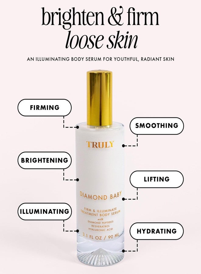 Truly Beauty Diamond Baby Firm & Illuminate Treatment Body Serum | Firming & Brightening Face & Body Serum with Diamond Peptides, Resveratrol & Hyaluronic Acid | 3.1 fl oz - Image 2