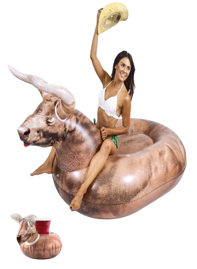 GoFloats Giant Inflatable Buckin' Bull - Grab Summer by The Horns, Includes Drink Float - Image 1