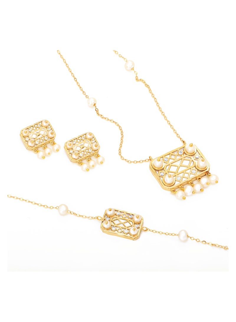 AL ROMAIZAN Sadaf 18K Traditional Gol Set  - Image 1