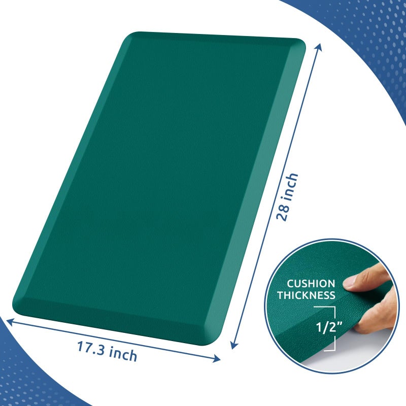 KitchenClouds Kitchen Mat Cushioned Anti Fatigue Rug 17.3"x28" Water Resistant, Non Slip, Standing and Comfort Desk/Floor Mats for House Sink Office (Dark Green) - Image 2