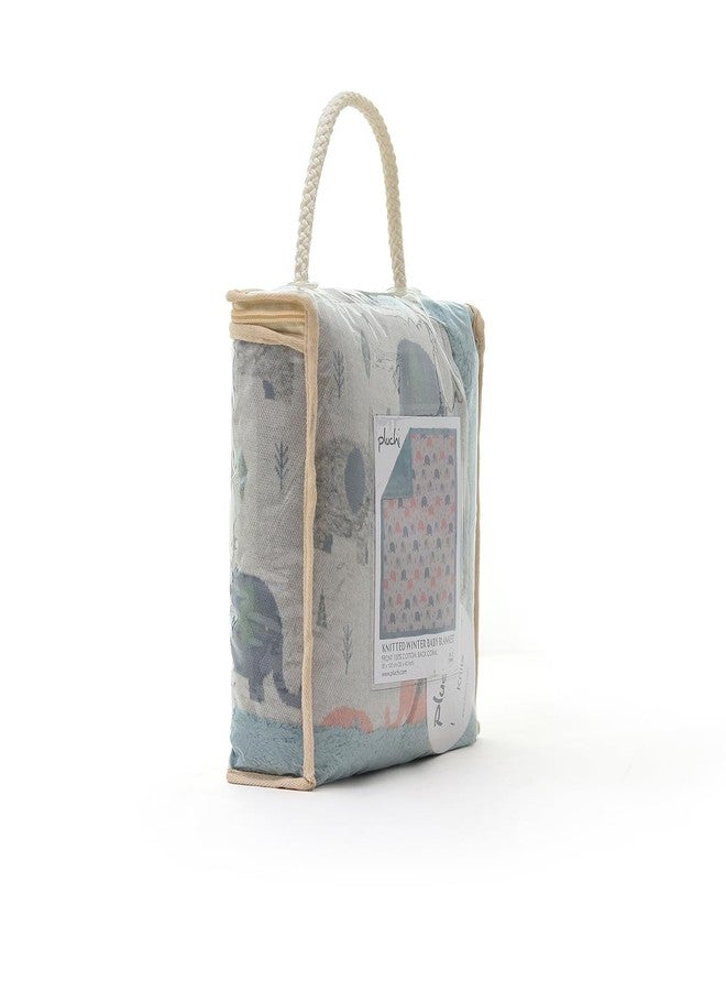 Pluchi Cotton Knitted Blanket with Faux Fur Back for Babies (80 cm x 100 cm) (Indus Blue) - Image 4