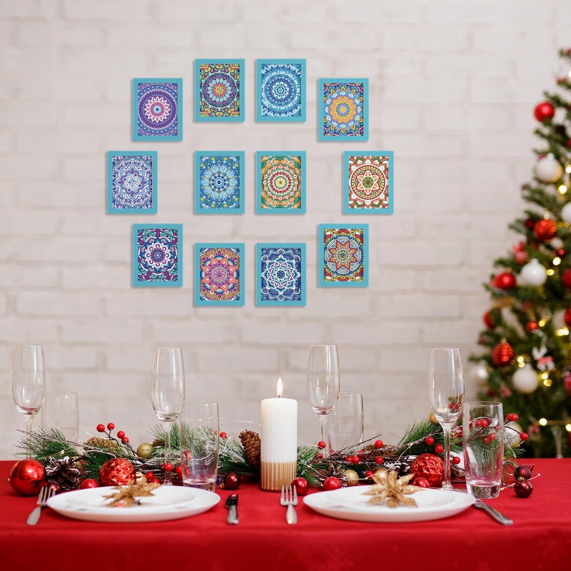Saillong 24 Pcs Small Diamond Painting Kits Set Mini Diamond Art Set for Beginners, Full Paint Art 1-Hour Painting for Home Decor Desktop, 5.12x3.94 Inches(Mandala) - Image 5