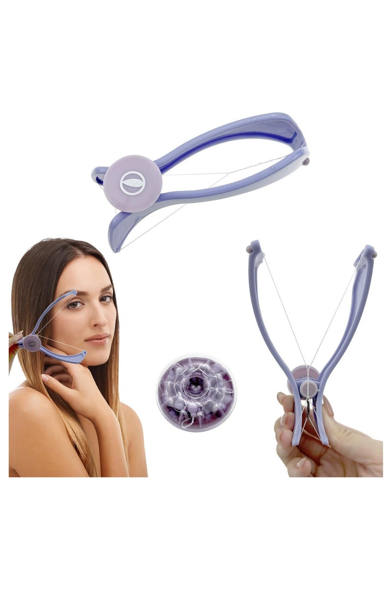 أمم جهاز إزالة شعر الوجه بالخيط للنساء جهاز إزالة شعر الوجه اليدوي مع 5 خيوط مقطوعة مسبقًا ذات قوة إضافية أداة إزالة الشعر اليدوية للشفة العليا - Image 4