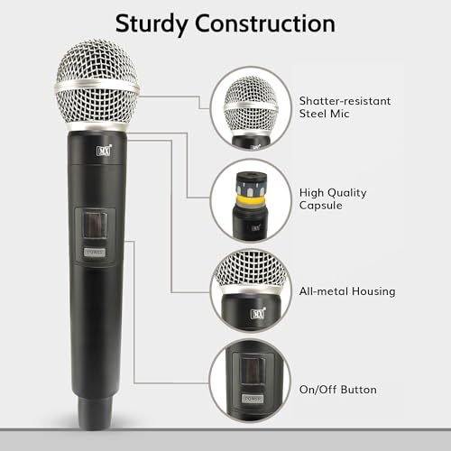 MX UHF Wireless Microphone System Dual Handheld Mics with Digital Display 1 Receiver & 2 Microphone Professional Audio Mic for Events Performances & Presentations - Image 2