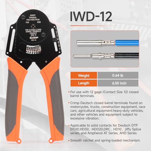 IWISS iCrimp Closed Barrel Crimper 4 Way Indent,8 Impression Type for Deutsch Solid Contacts gage 12 (IWD-12) - Image 2