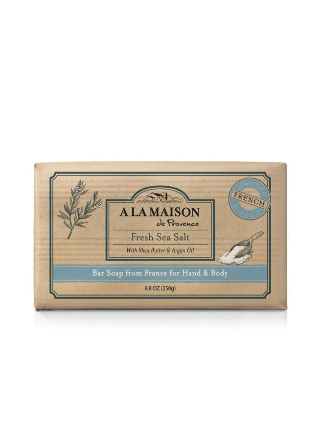 A La Maison صابون بار ملح البحر الطازج - صابون يدوي مرطب طبيعي ثلاثي الطحن الفرنسي (1 بار من الصابون، 8.8 أونصة) - Image 1