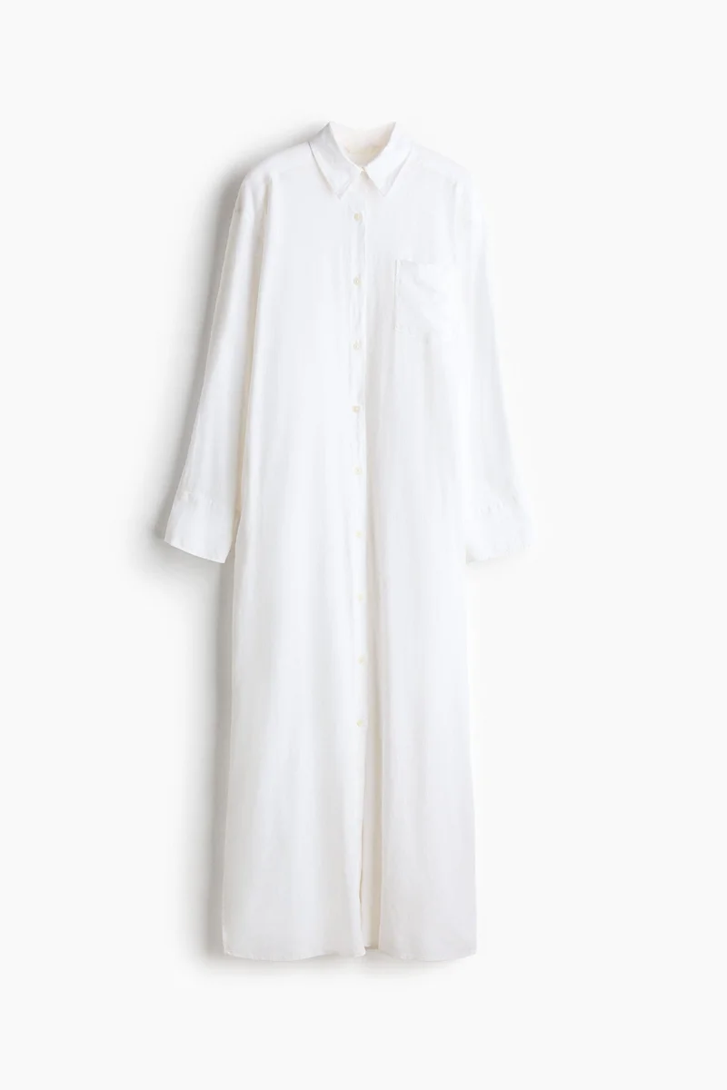 Linen-blend shirt dress