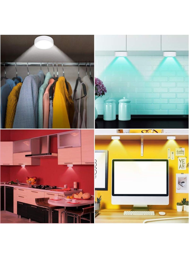 Sweet seven 6 Pack LED Puck Lights with 2 Remote Controls - Battery Powered Wireless Under Cabinet Lighting for Closet, Under Counter, and More 13 Colors Changing Push Lights - Image 3