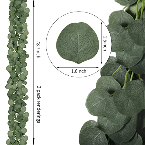 CQURE 14Pcs Eucalyptus Garland,Artificial Eucalyptus Leaves Table Greenery Garland Wreath Vines for Wedding Party Table Fireplace Bedroom Wall Room Decor - Image 2