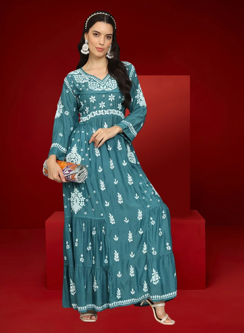 Alaya Women Chikankari Hand Embroidered Muslin Jalabiya-AL4044