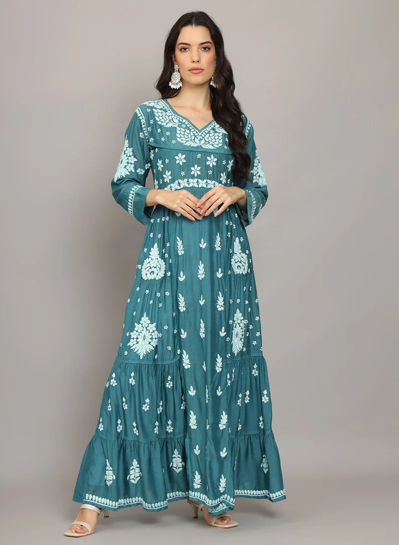 Alaya Women Chikankari Hand Embroidered Muslin Jalabiya-AL4044