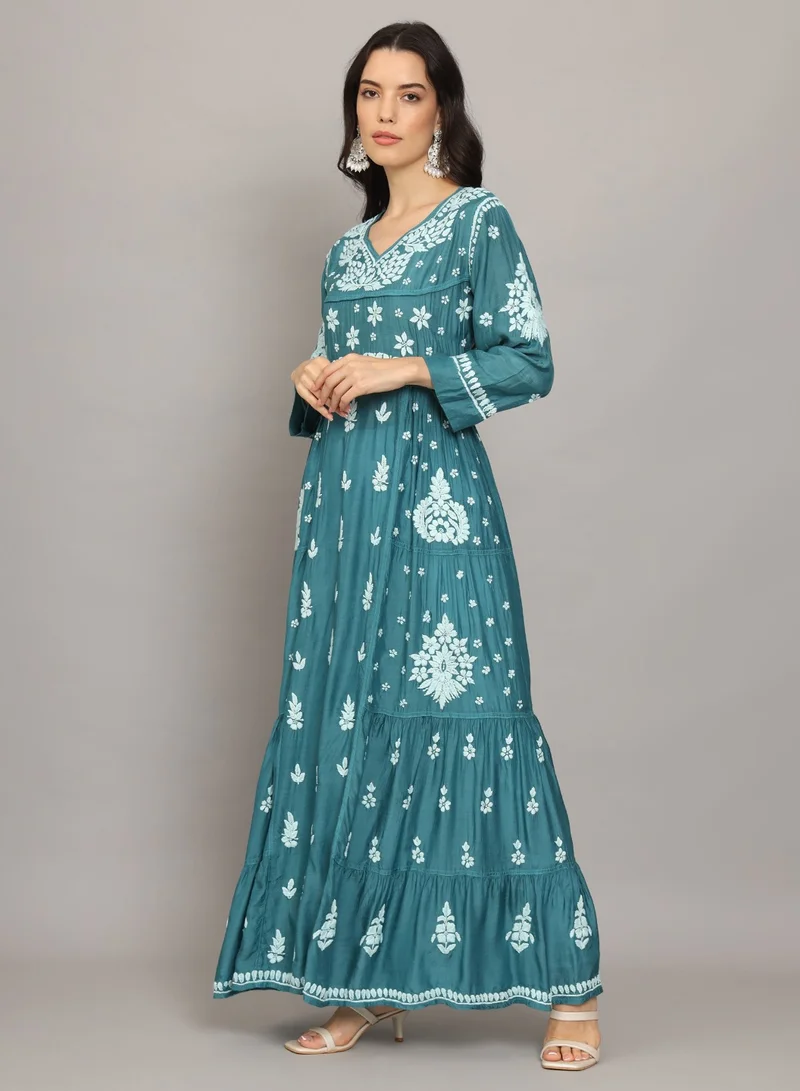 Alaya Women Chikankari Hand Embroidered Muslin Jalabiya-AL4044