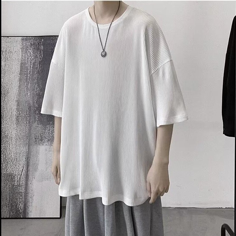 2024 Spring And Solid Color Short-Sleeved T-Shirt Men'S Simple Casual Half-Sleeved Trendy T-Shirt Base Shirt - Image 1