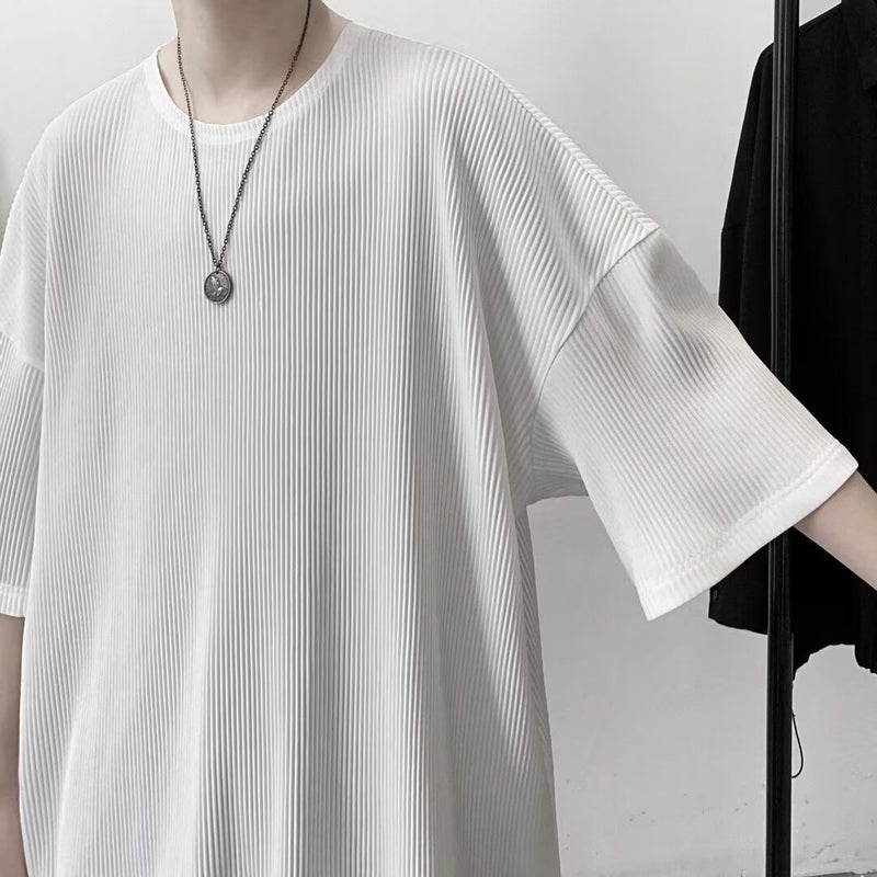 2024 Spring And Solid Color Short-Sleeved T-Shirt Men'S Simple Casual Half-Sleeved Trendy T-Shirt Base Shirt - Image 4