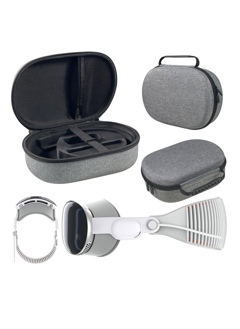 Portable Travel Case for Vision Pro Hard Carrying Case for Apple Vision Pro VR Headset and Accessories EVA Material Double Zipper Design Waterproof Anti Fall Travel Storage Case with compartments
