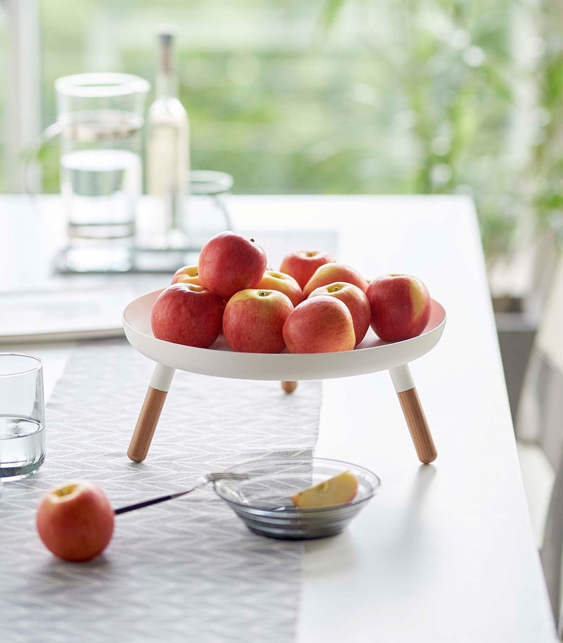 ARHAT ORGANIZERS ARHAT ORGANIZERS Pedestal Table Tray with Wooden Legs for Countertop or Floor, Holds Fruits, Plants, Tea | Home & Office Organizers (White)  - Image 3