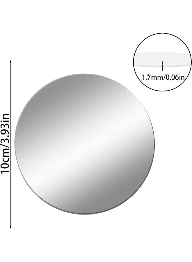 TPGP 10 Pcs HD Mirror Wall 10cm Self Adhesive Glass Mirror Frameless Circle Bathroom Mirror Stick on Bathroom Mirror for Bathroom, Bedroom, Living Room, Door  - Image 2