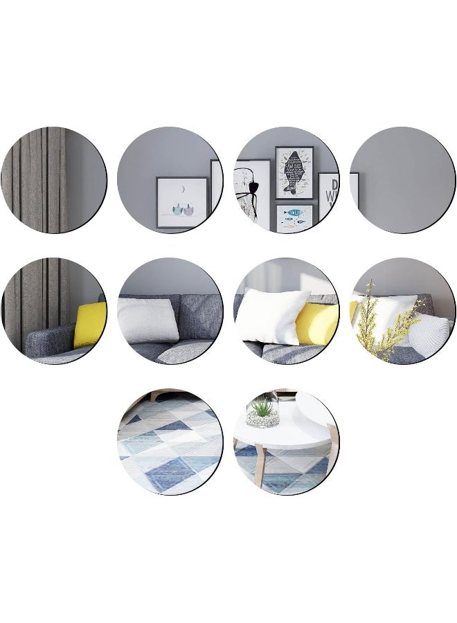 TPGP 10 Pcs HD Mirror Wall 10cm Self Adhesive Glass Mirror Frameless Circle Bathroom Mirror Stick on Bathroom Mirror for Bathroom, Bedroom, Living Room, Door  - Image 1