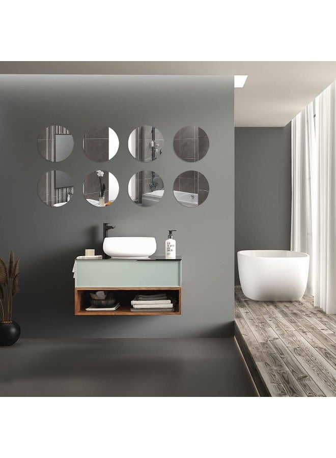 TPGP 10 Pcs HD Mirror Wall 10cm Self Adhesive Glass Mirror Frameless Circle Bathroom Mirror Stick on Bathroom Mirror for Bathroom, Bedroom, Living Room, Door  - Image 3