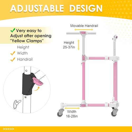 GanFindX Folding Skater Aid for Kids Roller Skating, Aluminum Roller Skate Trainer for Children Toddler Adjustable Height Training Walker (Pink - Image 2