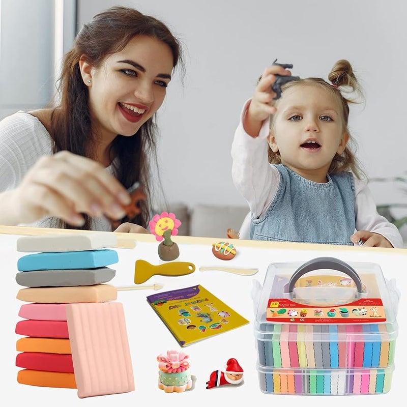 Aestd-ST Polymer Clay 50 Colors, Modeling Clay for Kids DIY Starter Kits, Oven Baked Model Clay, Non-Toxic, Non-Sticky,with Sculpting Tools, Ideal Gift for Children and Artists (50 Colors A) - Image 5