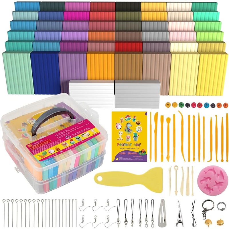 Aestd-ST Polymer Clay 50 Colors, Modeling Clay for Kids DIY Starter Kits, Oven Baked Model Clay, Non-Toxic, Non-Sticky,with Sculpting Tools, Ideal Gift for Children and Artists (50 Colors A) - Image 1