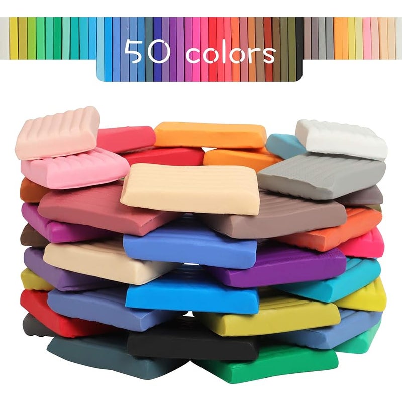 Aestd-ST Polymer Clay 50 Colors, Modeling Clay for Kids DIY Starter Kits, Oven Baked Model Clay, Non-Toxic, Non-Sticky,with Sculpting Tools, Ideal Gift for Children and Artists (50 Colors A) - Image 2