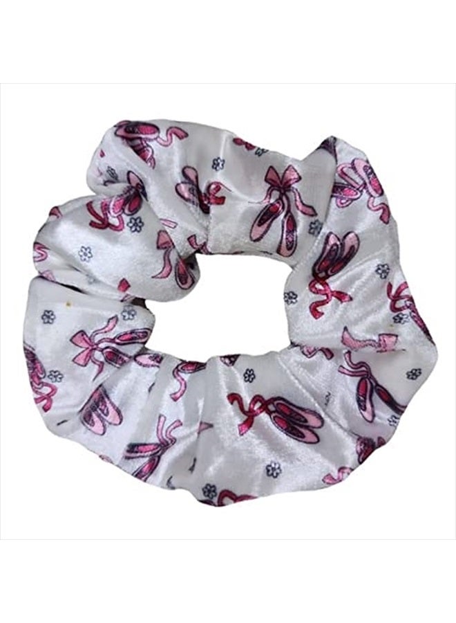 Sportybella Dance Scrunchie - Girls Dance Hair Accessories- Dancer Premium Velvet Elastic Scrunchie - Gift For Dancers (Ballet Slippers) - Image 1