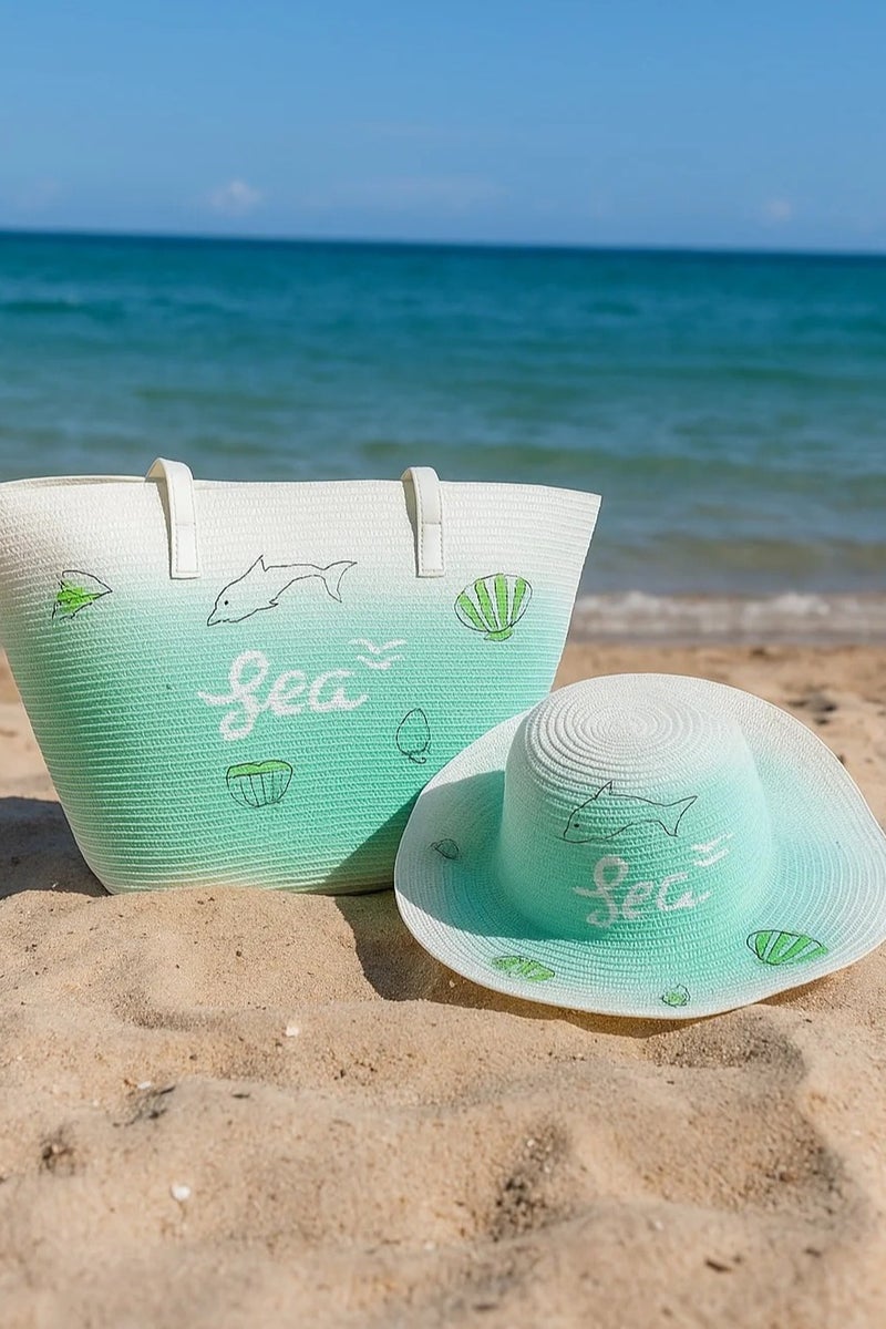 Vbranda beach bag made of jute with a practical paired with a wide-brim hat crafted - Image 2
