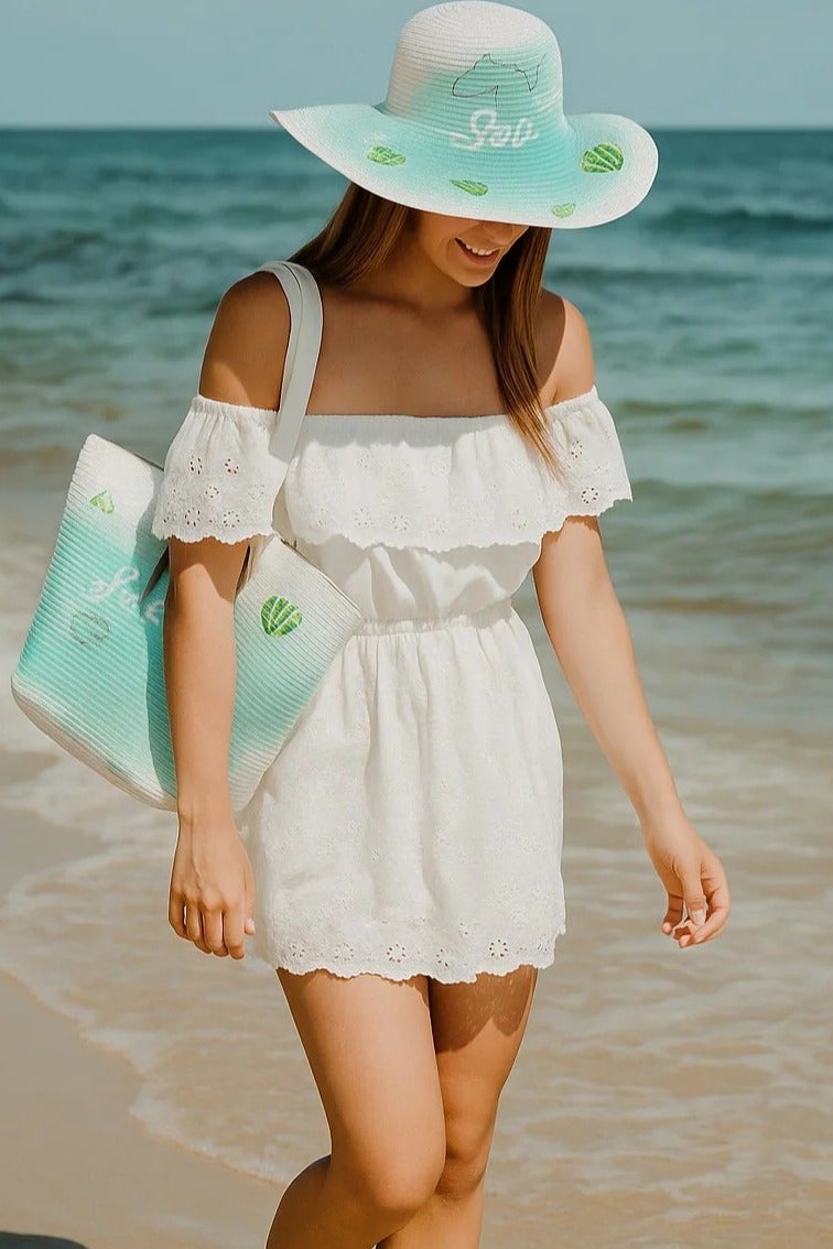 Vbranda beach bag made of jute with a practical paired with a wide-brim hat crafted - Image 3