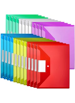 LEOBRO File Folders With Pocket 24Pcs Plastic Folders With Snap Closure Plastic File Folders For Documents Reusable Clear File Folders Plastic File Bags Plastic Envelopes A4 Size  - Image 1