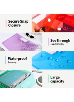 LEOBRO File Folders With Pocket 24Pcs Plastic Folders With Snap Closure Plastic File Folders For Documents Reusable Clear File Folders Plastic File Bags Plastic Envelopes A4 Size  - Image 5