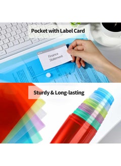 LEOBRO File Folders With Pocket 24Pcs Plastic Folders With Snap Closure Plastic File Folders For Documents Reusable Clear File Folders Plastic File Bags Plastic Envelopes A4 Size  - Image 4