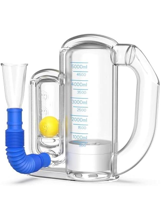 Arabest Breathing Trainer for Adults,Breathing Exercise Device for Lungs, 5000ml Volume Measurement with Flow Rate Indicator. transparent breathing device.breathing trainer,trainer.Incentive Spirometer Adult. - Image 1