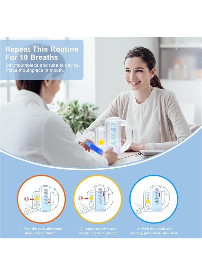 Arabest Breathing Trainer for Adults,Breathing Exercise Device for Lungs, 5000ml Volume Measurement with Flow Rate Indicator. transparent breathing device.breathing trainer,trainer.Incentive Spirometer Adult. - Image 3