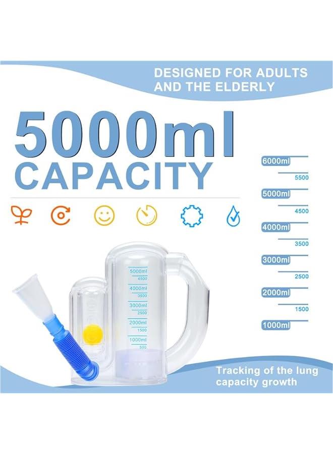 Arabest Breathing Trainer for Adults,Breathing Exercise Device for Lungs, 5000ml Volume Measurement with Flow Rate Indicator. transparent breathing device.breathing trainer,trainer.Incentive Spirometer Adult. - Image 4