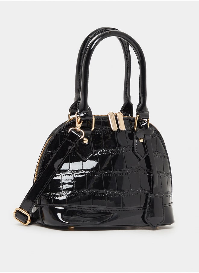 Styli Patent Look Textured Handbag  - Image 1