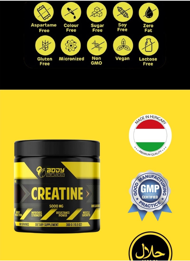 Body Builder - Creatine 5000mg 60 Servings 300g Unflavored - Image 1